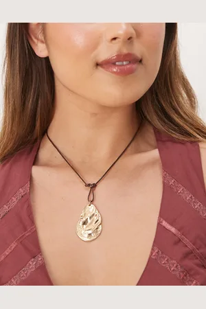 ASOS Cord necklace in brown with -tone mussel shell pendant