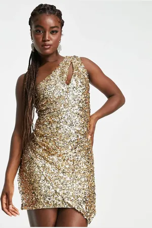 EVER NEW Cut out drape sequin mini dress in bronze