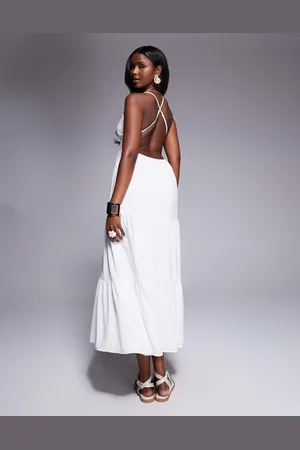 Princess Polly Low cross back tiered maxi dress in
