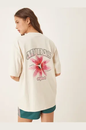 adidas Floral graphic t-shirt in off