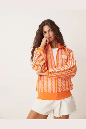 adidas Crochet track jacket in and orange
