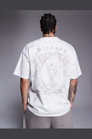 Liquor N Poker Royal emblem back print relaxed t-shirt in off