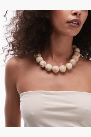 MANGO Marble beaded neacklace in cream