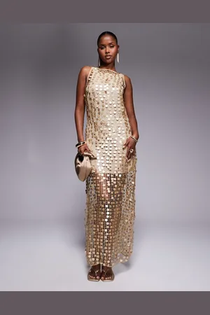 River Island Sequin crochet maxi dress in