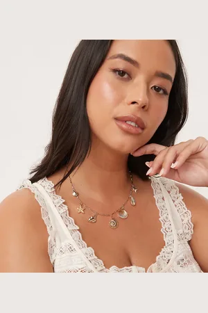 ASOS ASOS DESIGN Curve necklace with sea-life charms in tone