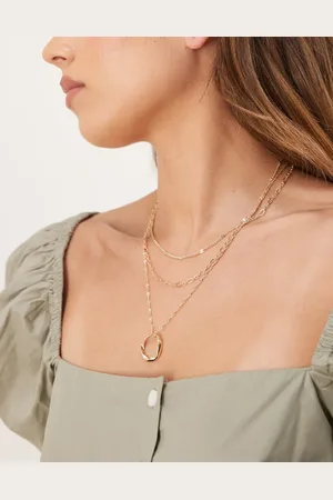 ASOS Triple multi-row necklace with circular pendant detail in tone