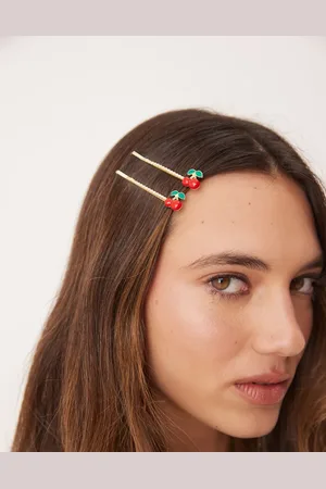 DesignB London Hair clips with cherry in pearl