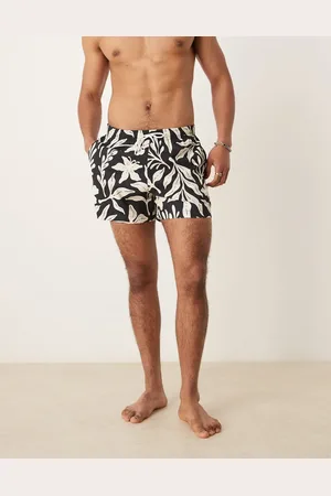 Abercrombie & Fitch Swimwear 5"" short in mono leaf print