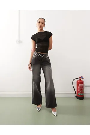 Motel Roomy extra wide low rise jeans in used bleach