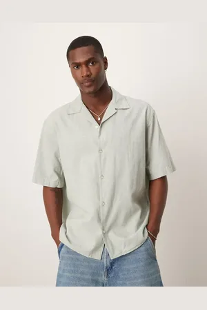 SELECTED Revere collar linen blend shirt in