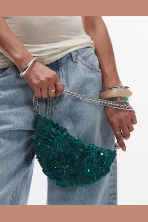 Topshop Sian sequin embellished shoulder bag in teal