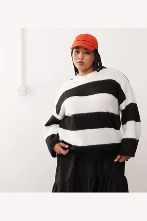 Noisy May Oversize texture jumper in mono stripe