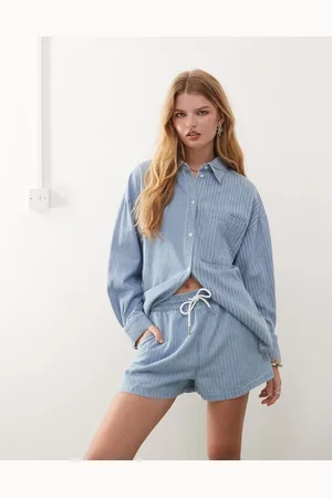 Noisy May Nosy May pull on denim short co-ord in light stripe