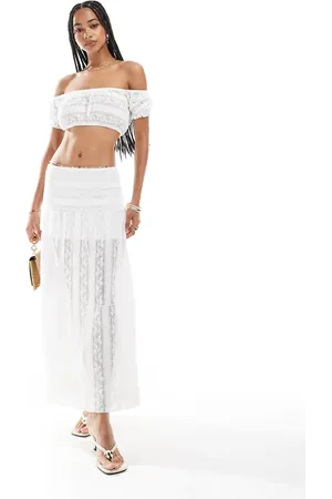 Pull&Bear Lace tiered maxi skirt co-ord in