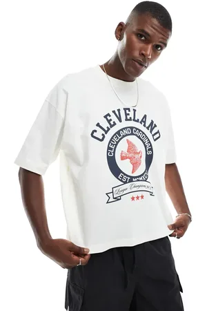ASOS Boxy oversized t-shirt with varsity graphic in off