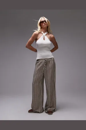 MANGO Twist halter key hole knitted top in