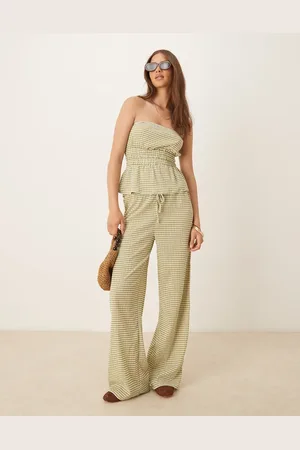 ASOS Wide leg tie front trouser co-ord in gingham