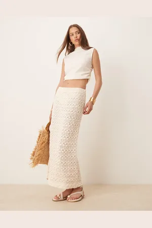 ASOS Knitted maxi skirt in ecru
