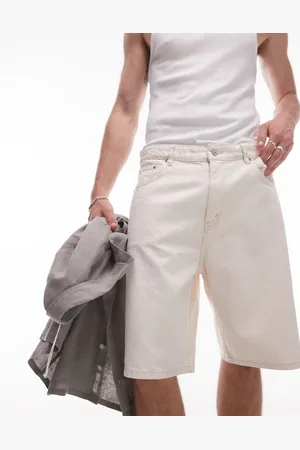 MANGO Longline denim short in ecru