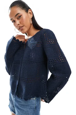 Object Crochet cardigan in navy - NAVY