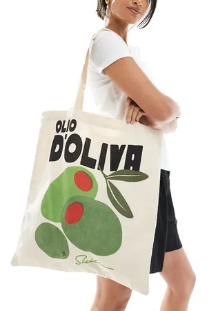 New Look Canvas tote bag in olive print