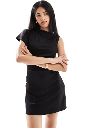 ASOS Asym sleeve high neck mini dress in