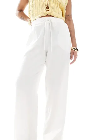 New Look Linen wide leg trousers in