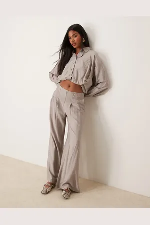 VILA Super wide leg high waist trouser co-ord in