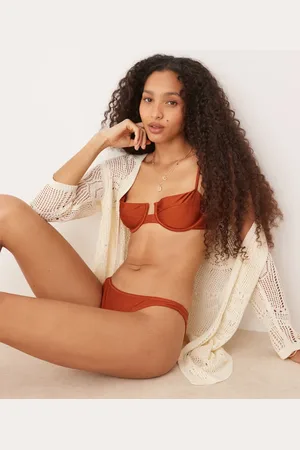 MANGO High rise bikini bottom in bronze- ADA