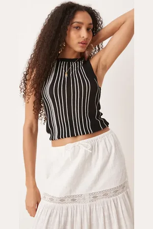 MANGO Slim fit fine knit striped vest co-ord in