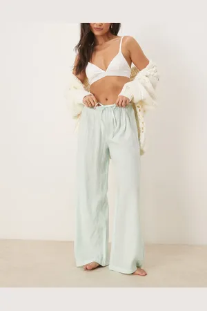 Luna Oversized pyjama bottoms in mint stripe
