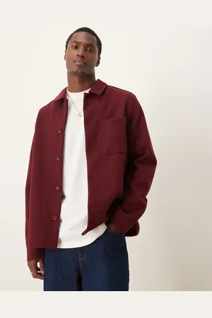 New Look Brushed shacket in wine