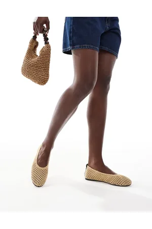 Bershka Raffia ballet pumps in natural