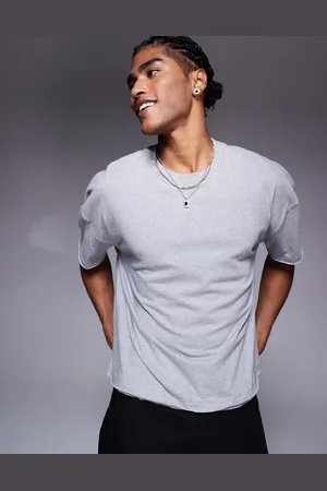 ASOS Oversized boxy drop shoulder raw hem t-shirt in marl