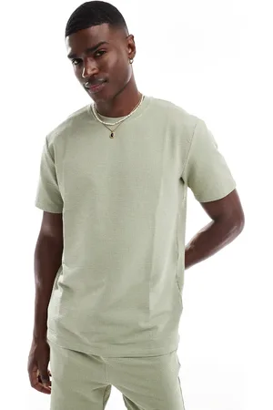 Only & Sons Short sleeve waffle t-shirt co-ord in sage