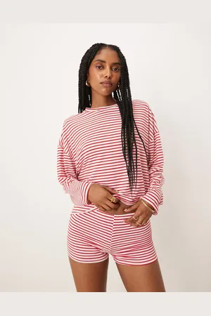 ASOS Long sleeve tee co-ord in red and white stripe