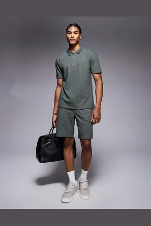 River Island Jacquard shorts co-ord in khaki