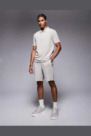 River Island Jacquard shorts co-ord in stone