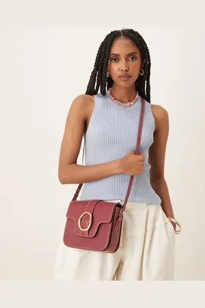 Beck Söndergaard Iris leather crossbody buckle bag in burgundy