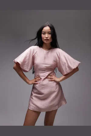 & OTHER STORIES Mini round neck dress with puff sleeves in