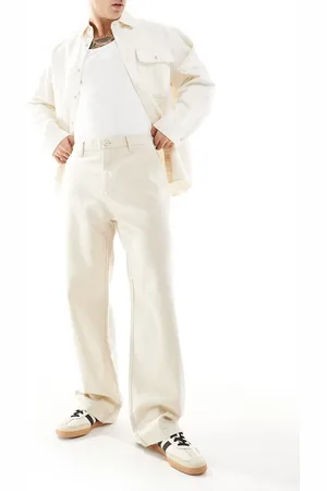 Only & Sons Loose fit linen trousers in ecru