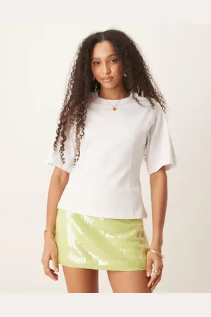 Gina Tricot Short sleeve crew neck fitted scuplt top in