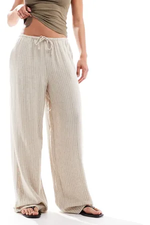 JJXX Linen blend trousers in beige stripe