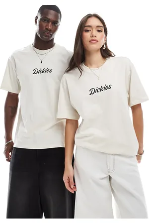 Dickies Curves script central logo t-shirt in off - exclusive to ASOS