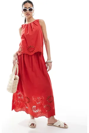 New Look Co-ord embroidered hem mid skirt in