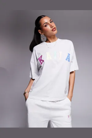 Kaiia Rainbow logo oversized T-shirt co-ord in marl