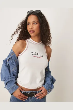 Dickies Racer central logo long line vest in off