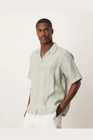 SELECTED Linen revere collar shirt in