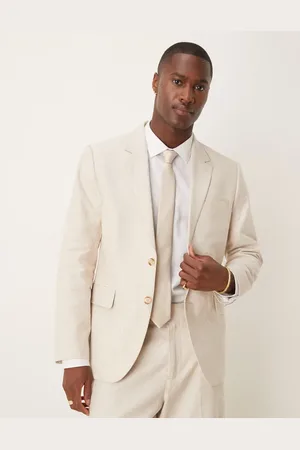 Abercrombie & Fitch Classic single breasted linen suit blazer co-ord in cream