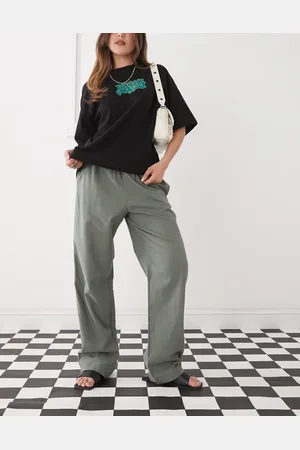 Monki Linen trousers in khaki